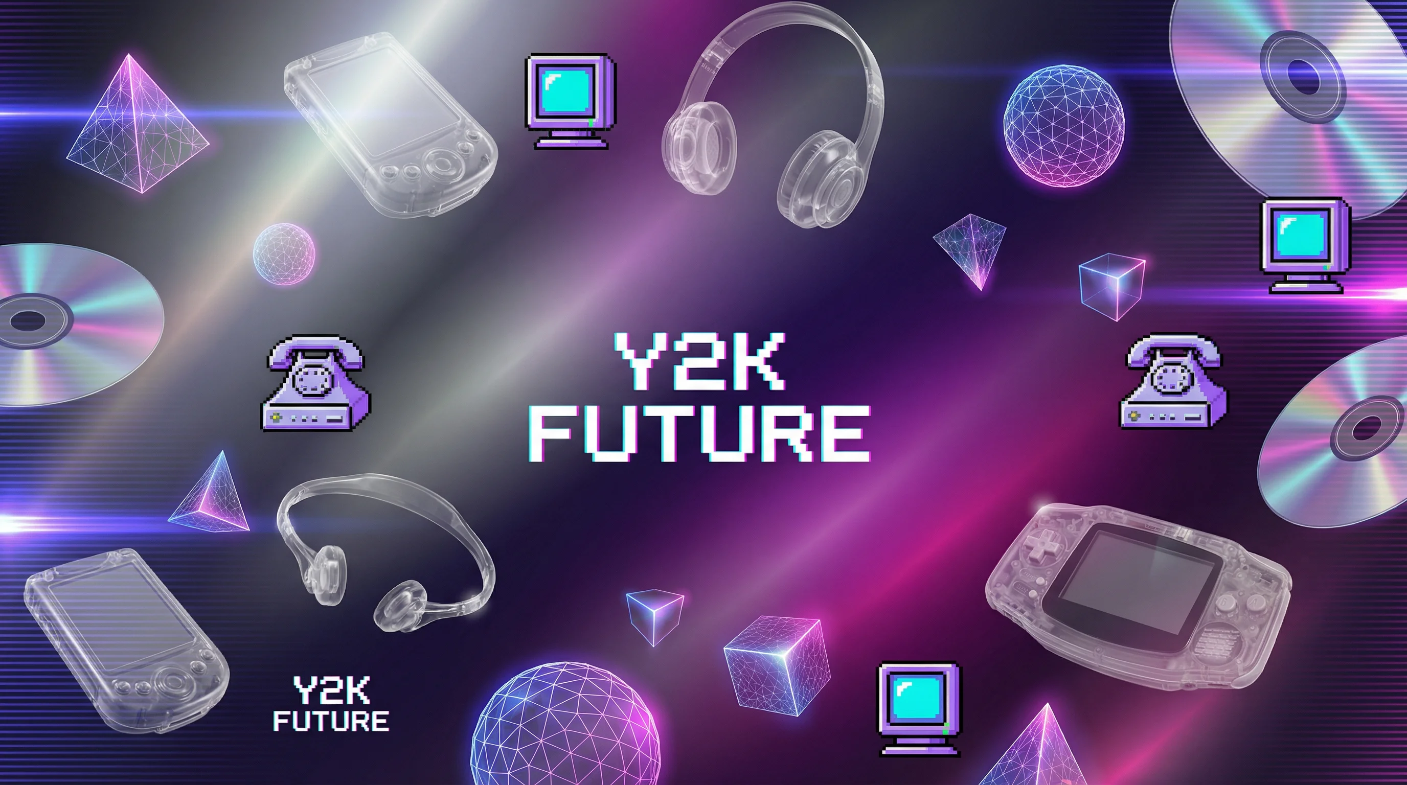 17c 千禧复古未来主义横幅 Y2K数字潮流